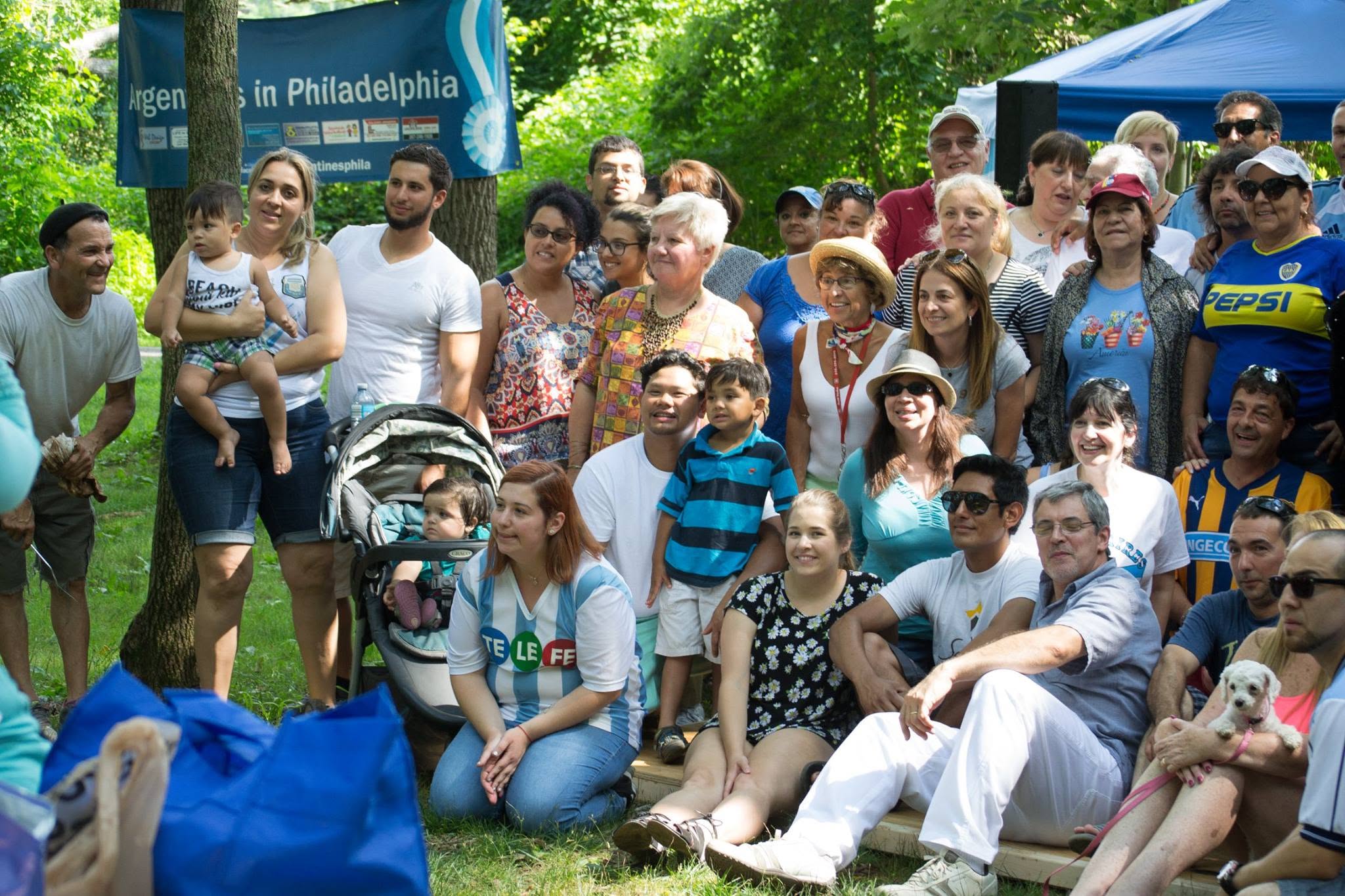 Families and friends at the Independence Day asado, 2016